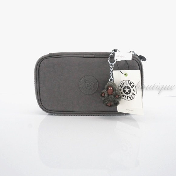 Kipling 50 Pens Case Cosmetic Accessory Box Polyamide AC8217 Carbon Grey NWT - Picture 1 of 8